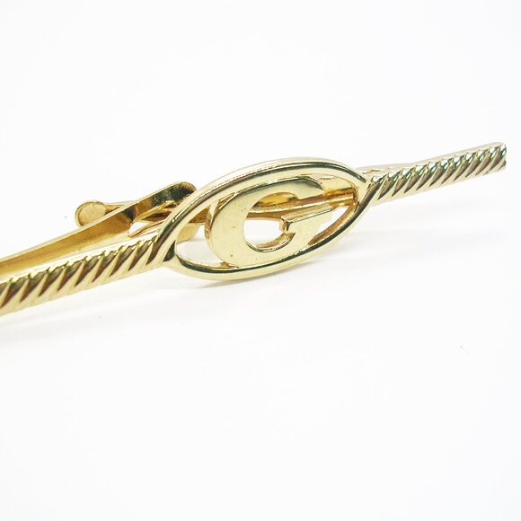 Initial G Tie Clip classic vintage gold tone Swank Monogram Tie Clasp - Picture 2 of 3